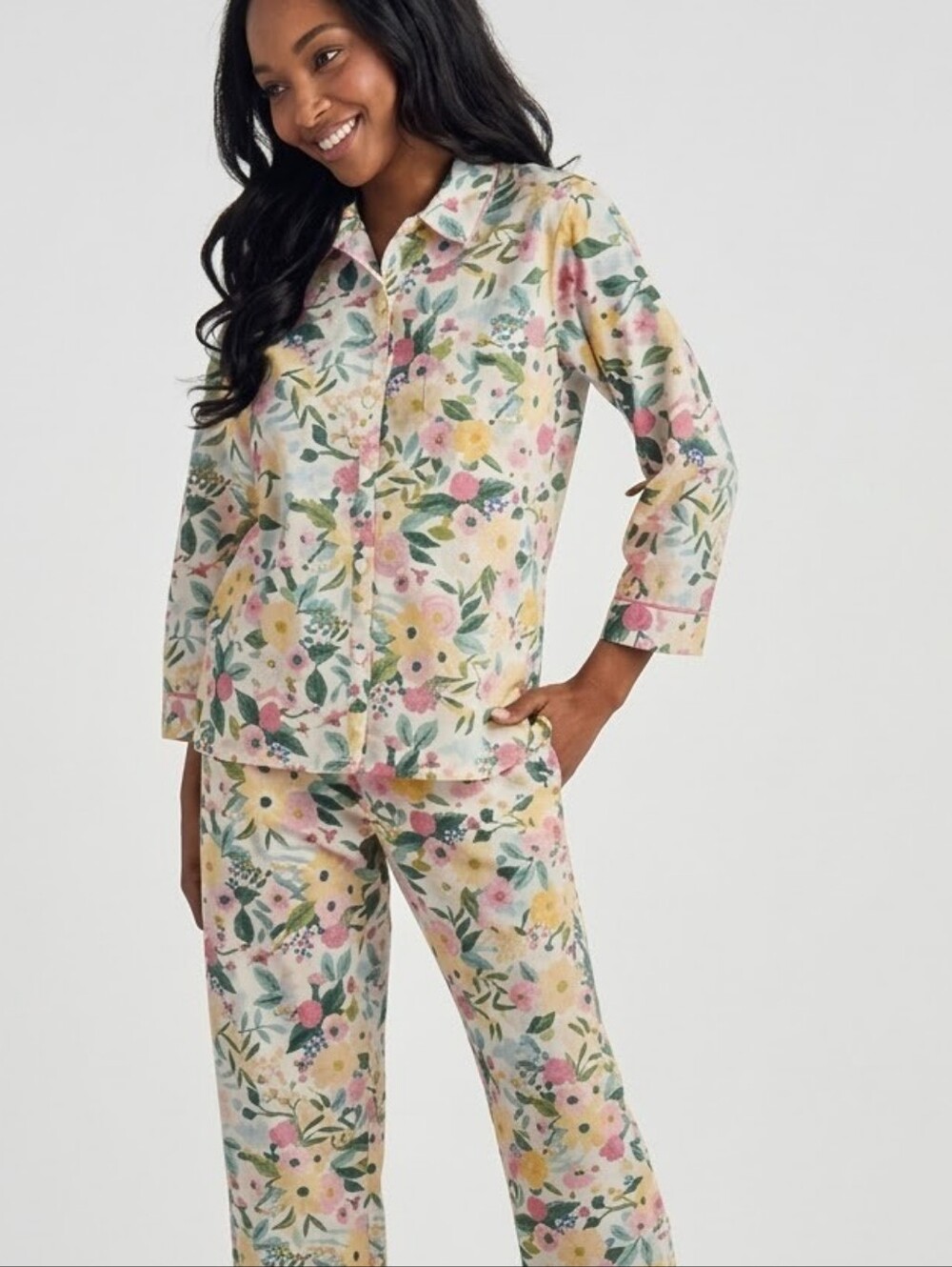 Rifle Paper Co x Company Store Floral Cotton Pajama Set Garden Party Medium